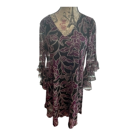 Calvin Klein Purple and Black Floral Dress - Picture 2 of 8